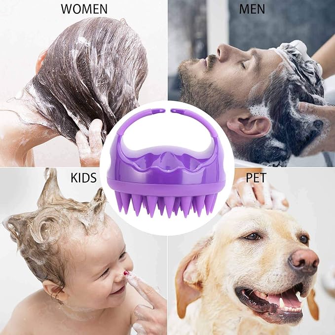 BTYMS Silicone Scalp Scrubber Hair Shampoo Brush, Head Scrubber Hair Wash Brush Cleansing Dandruff Brush - Purple-Velvo Beauty