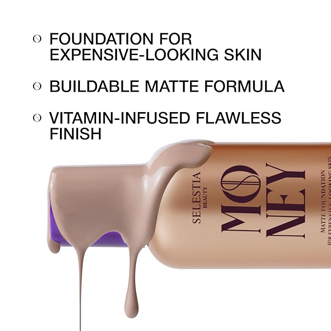 Matte Foundation Money - Long-Lasting Makeup Foundation with Flawless & Buildable Coverage - Liquid Foundation for All Skin Types (Almond)-Velvo Beauty
