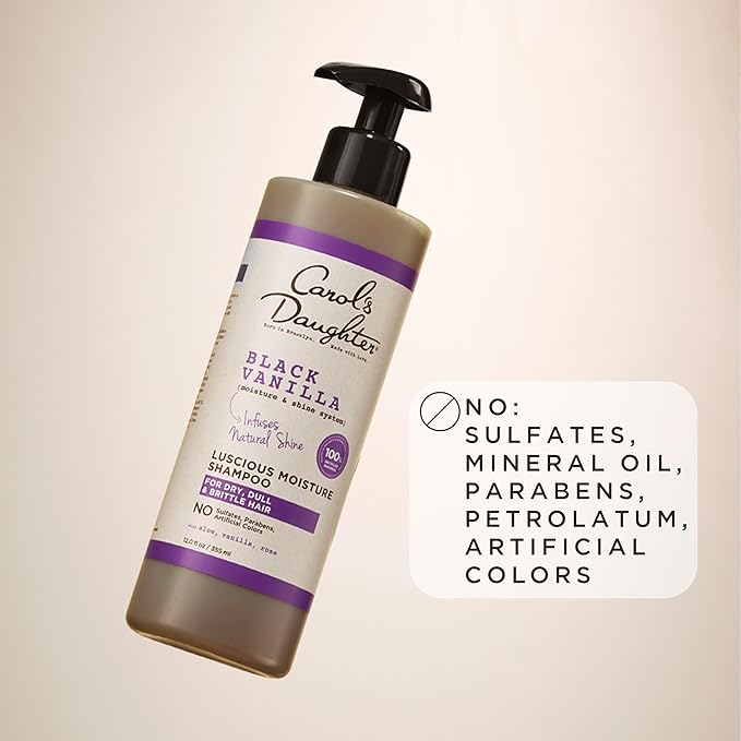 Carol's Daughter Black Vanilla Moisture Sulfate Free Shampoo for Curly, Wavy or Natural Hair, Moisturizing Hair Care for Dry, Damaged Hair, 12 Fl Oz-Velvo Beauty