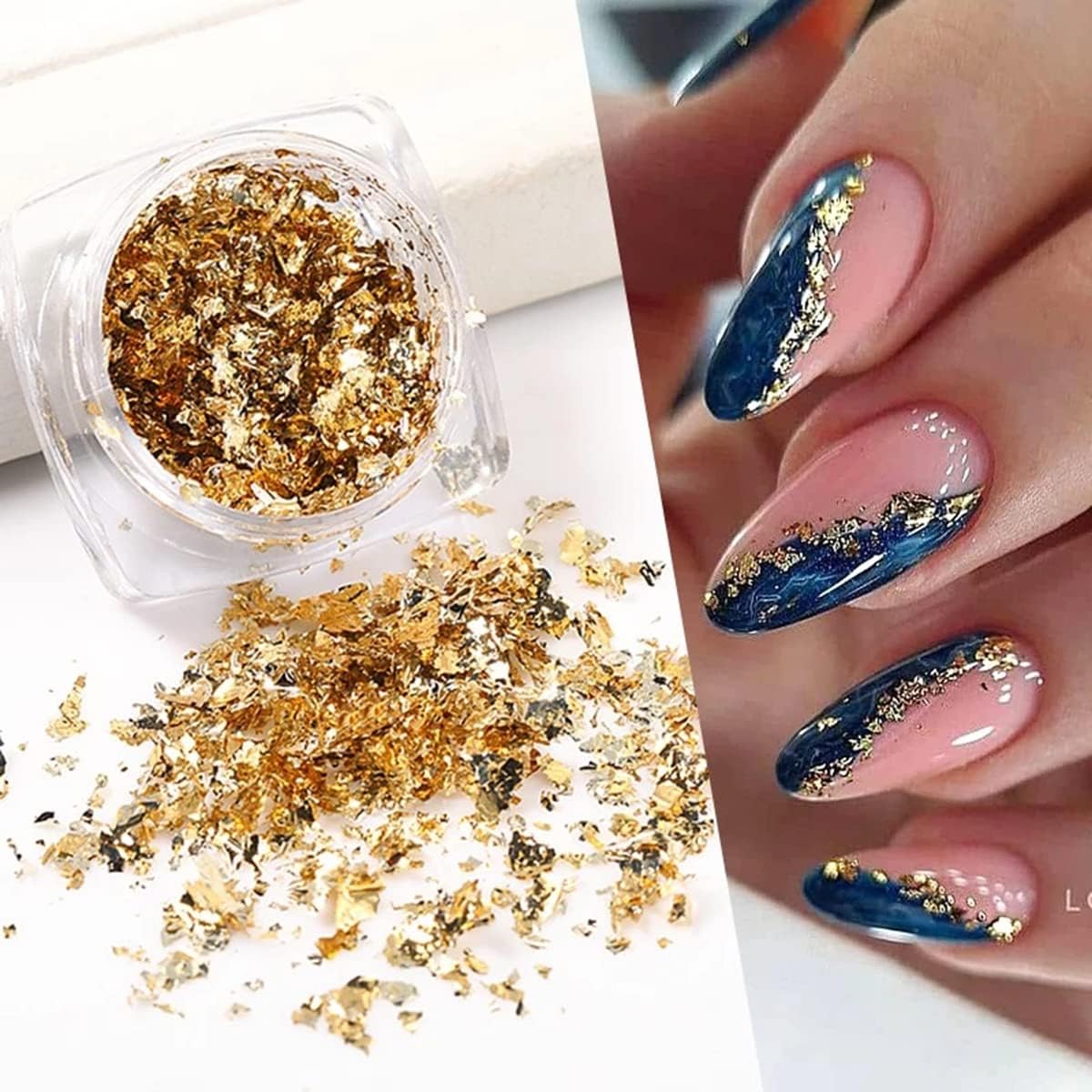 Holographic Nail Foil Glitter Flakes 3D Sparkly Aluminum Foil Flake Gold Silver Nail Glitter Foil Flakes Nail Art Supplies Mirror Powder Sequins Nail Glitter for Acrylic Nails Design (4Boxes)-Velvo Beauty