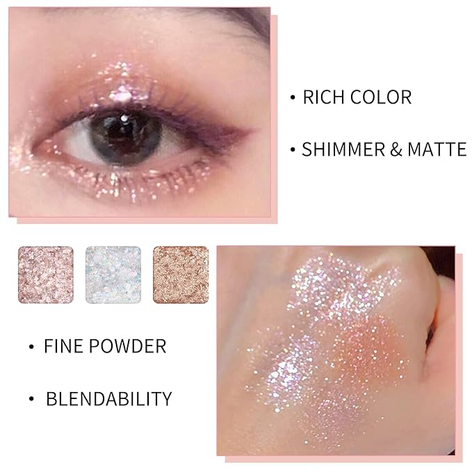 Erinde 9 Colors Eyeshadow Palette, Matte Shimmer Glitter Eye Shadow Palette Makeup, Highly Pigmented Long Lasting Waterproof, Natural Neutral Nude Eyeshadow Makeup Pallet, Diamond Snowflake-Velvo Beauty