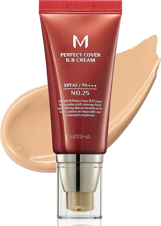 MISSHA M Perfect BB Cream No.25 Warm beige for light/medium with neutral skin tone SPF 42 PA +++ 1.69 Fl Oz - Tinted Moisturizer for face with SPF-Velvo Beauty