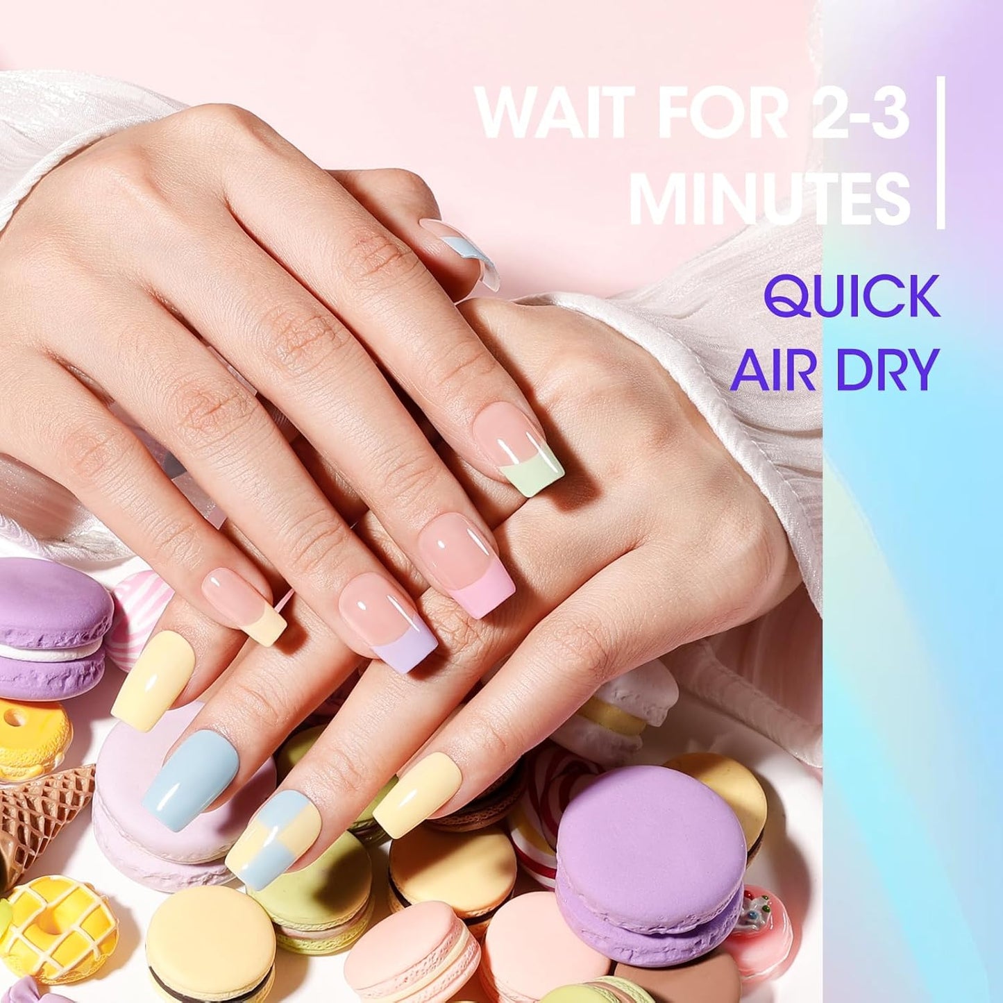 Gellen Pastel Regular Nail Polish Non Gel, Fast Air Drying Spring Summer Nail Polish No UV Light Needed Macaron 6 Colors Nude Pink Purple Blue Green Yellow Set for Women Manicure Home Salon, Hema Free-Velvo Beauty