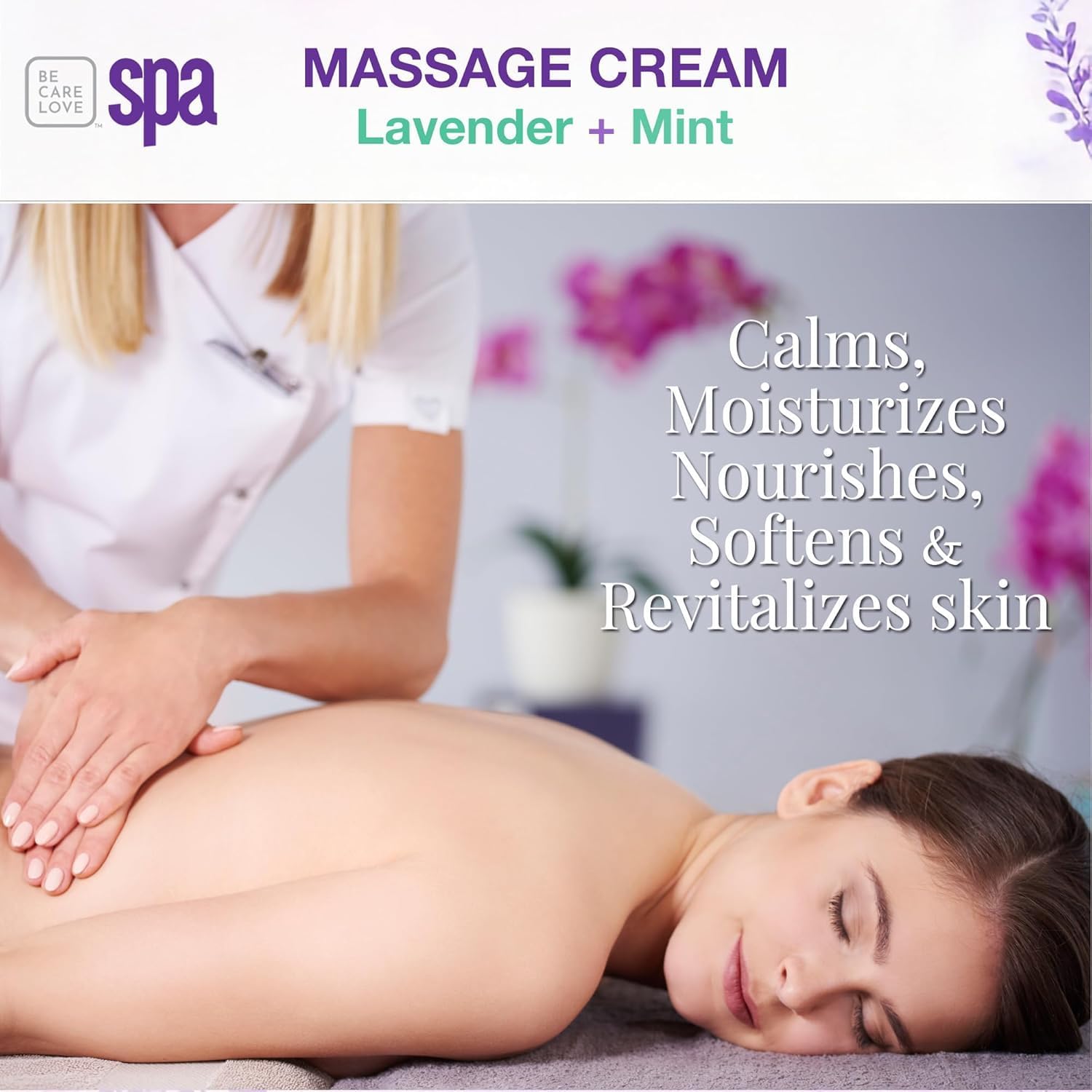 BCL SPA Massage Cream - Body Lotion & Body Cream with Organic Lavender + Mint, Shea Butter, Kelp, Arnica, Aloe Vera, Argan and Jojoba Oils - Calm, Moisturize and Soothe skin. Home/Pro Use 16 fl oz-Velvo Beauty