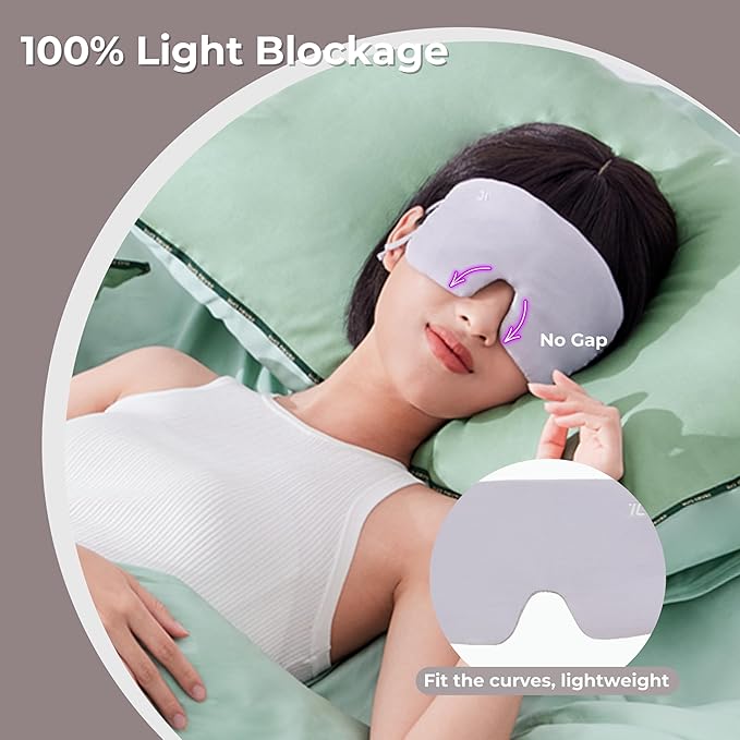7C Soft Sleep Mask - Eye Mask - Hyaluronic Acid Anti-Aging Under Eye Cover with Adjustable Ear Elastic Straps for Full Night Sleep, Nap, Reduces Puffy Eyes Gifts-Velvo Beauty