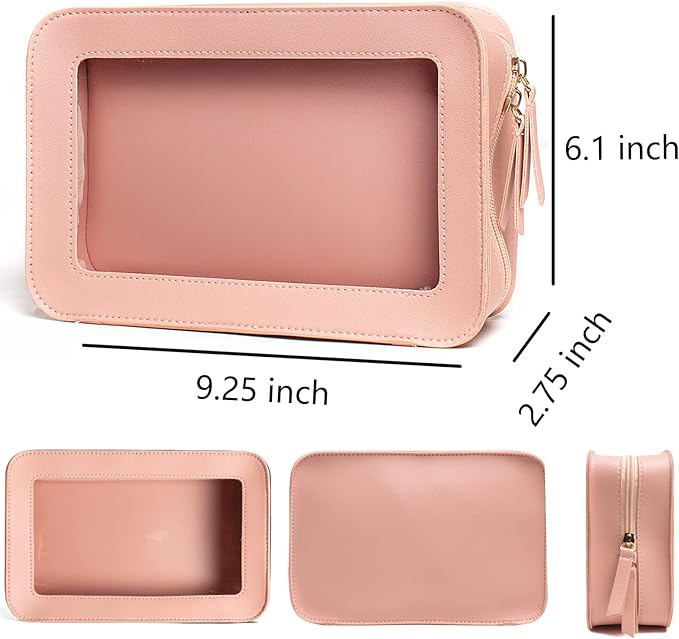 Clear Makeup Bag Small, TSA Approved Portable Toiletry Bag with Zipper Cosmetic Travel Bag Makeup Organizer Case Mini Makeup Pouch for Purse Car Organizer Bag for Women Men-Velvo Beauty