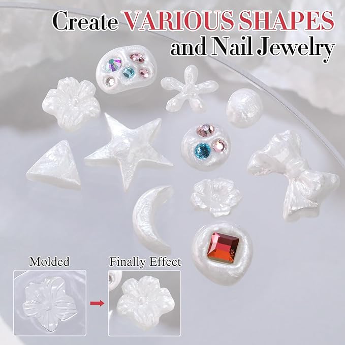 Double Rhythm 3D Nail Gel Pearl Solid Sculpting Gel for Nail Art Non-Sticky Hard Gel for Building Carving Molding Nail Extension Soak Off UV/LED Nail Art Salon Home DIY 0.5 Oz (Silver-Silk 01)-Velvo Beauty