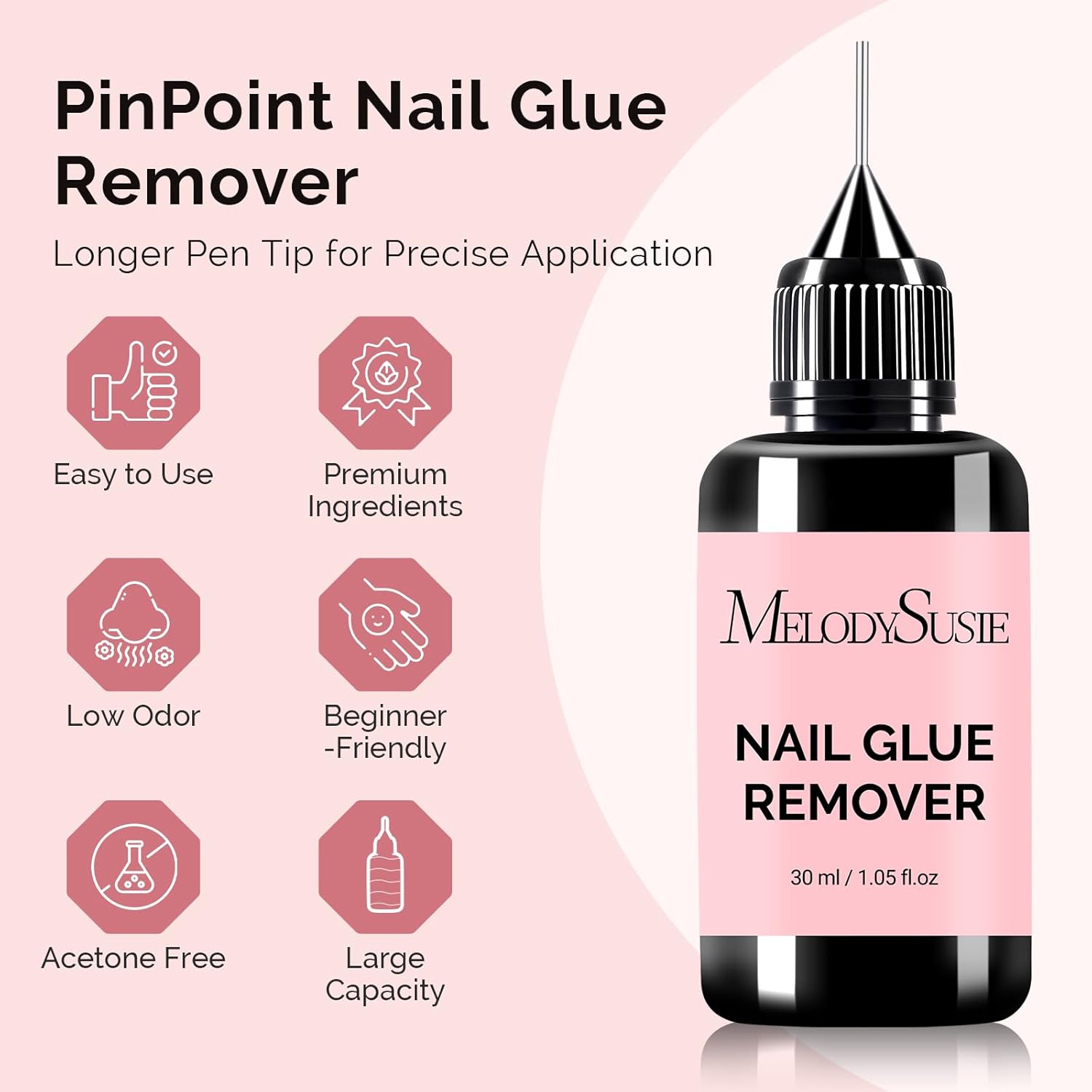 MelodySusie 30ML Nail Glue Remover for Press on Acetone Free Nail Polish Remover Multi-Functional Remover for Nails Tips Gentle Glue Remover for Gel x Nails for Home Salon-Velvo Beauty