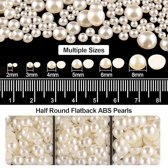 Flat Back Rhinestone+Half Round Pearl Kits Colorful Rhinestones+Beige Pearls With Picker Pencil And Tweezer For Home DIY And Professional Use-Velvo Beauty