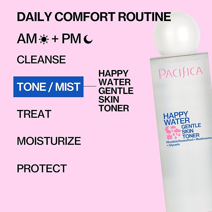 Pacifica Happy Water Hydrating Facial Toner Mist – Vegan Ceramides, Hyaluronic Acid & Electrolytes, Refreshing & Calming for Balanced Skin, Clean Beauty, Vegan, Cruelty-Free, All Skin Types, 4 oz-Velvo Beauty