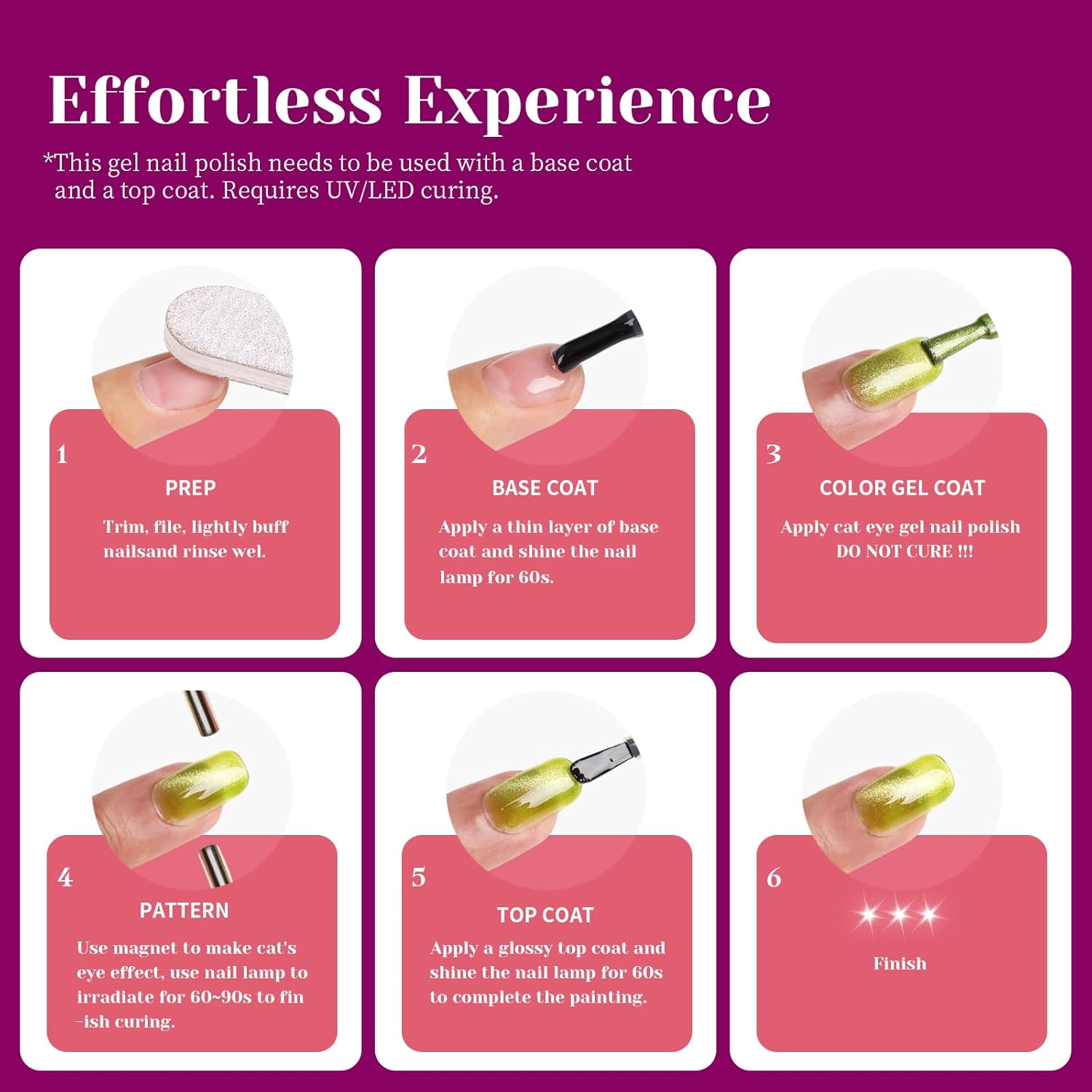 Deep Red Purple Cat Eye Gel Nail Polish - Perfect for DIY at Home & Ideal Gift for Nail Art Lovers!-Velvo Beauty