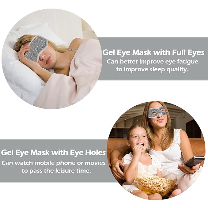 Permotary 2PCS Gel Eye Mask Reusable Hot Cold Compress Pack Eye Therapy,Therapeutic Gel Eye Spa Pad for Puffiness/Dark Circles/Eye Bags/Dry Eyes/Headaches/Migraines/Stress Relief-Gray&Black-Velvo Beauty