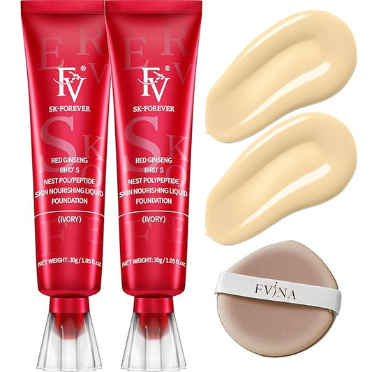 FV Waterproof Foundation, Lightweight & Medium Coverage Foundation with Matte Finish, Oil Control Long Lasting Liquid Foundation Makeup for Oily Normal Skin (Ivory)-Velvo Beauty