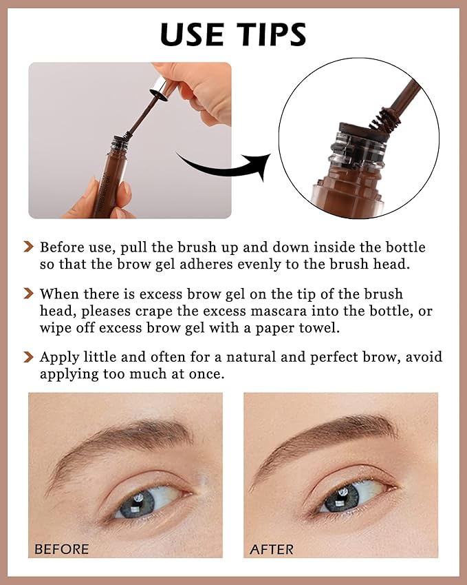 Waterproof Tinted Brow Gel-Long Lasting SmudgeProof Liquid Eyebrow Makeup,Eyebrow Mascara Tinted Brow Glue,Brow Filler Tint,Volumizing Enhance Brow Mascara,With Brow Razor Brush for Women-04Dark Brown-Velvo Beauty