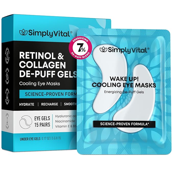 Under Eye Patches for Puffy Eyes and Dark Circles - Cooling Eye Masks for Women & Men with Collagen, Hyaluronic Acid & Retinol - Depuffing Undereye Mask Patches - Parches Para Ojeras - 15 Pairs-Velvo Beauty