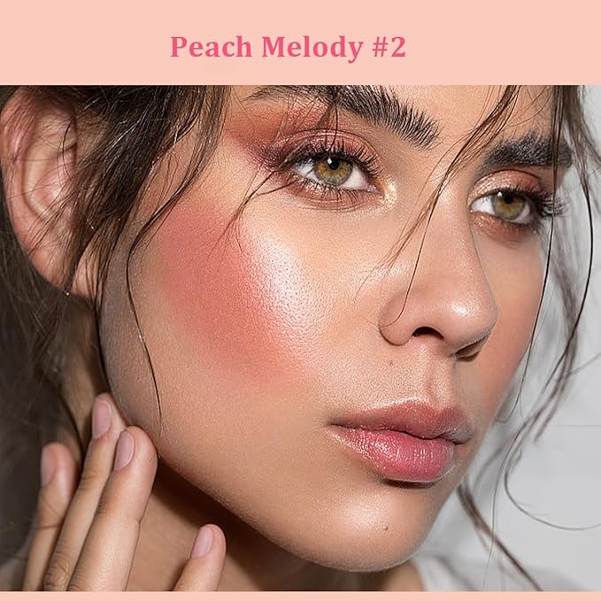 Blush for Cheeks - Cream Blush Stick Face Lip Eyeshadow Tint, 3-in-1 Buildable Pink Blush Makeup Balm Stick For Make Up Women Girl Gift (Peach Melody #2)-Velvo Beauty