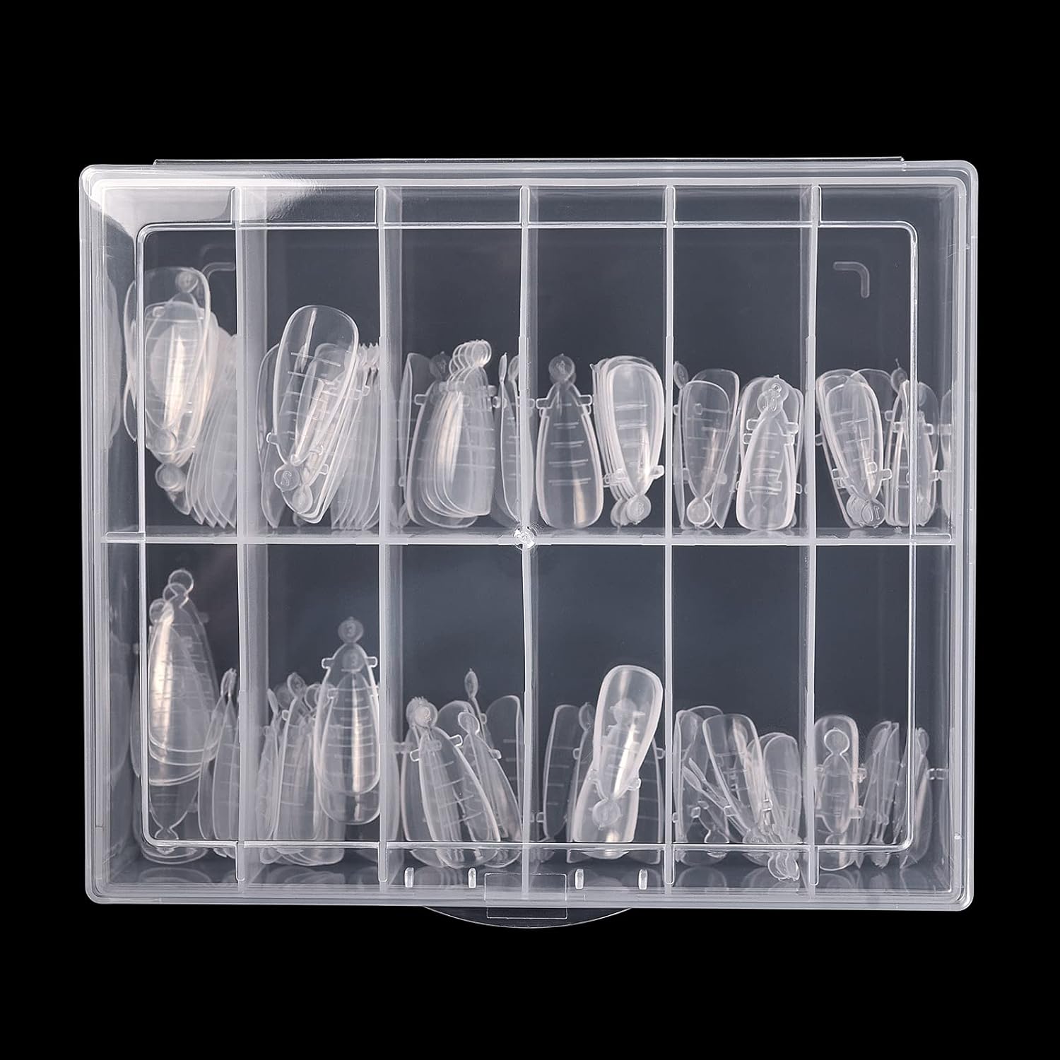 KADS 120PCS Clear Full Cover Dual Nail System Form UV Gel Acrylic Nail Art Mold Artificial Nail Tips with Scale for Extension (MODEL 8)-Velvo Beauty