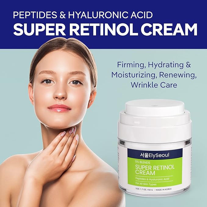 Retinol Cream for Face Korean Skincare: Anti-Aging Collagen Peptides & Hyaluronic Acid Face Cream for Women, 1.7 oz.-Velvo Beauty