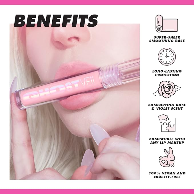 Lime Crime Ghost Veil Lip Primer, Translucent Sheer Pink - Extends the Life of Lipstick - Lightweight and Super Sheer Smoothing Base for Long Lasting Quality - Vegan & Cruelty-Free-Velvo Beauty