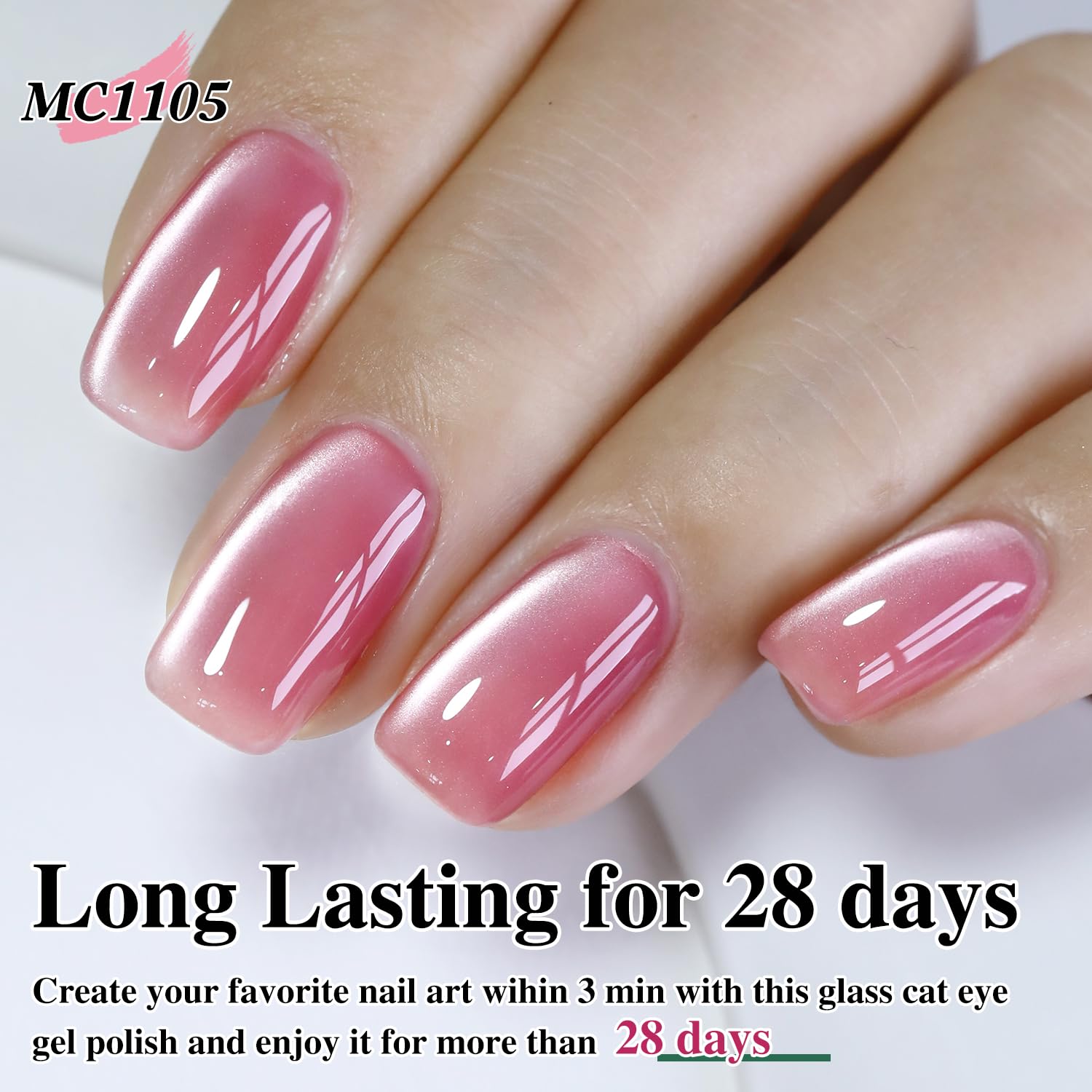 Double Rhythm Jelly Glass Cat Eye Gel Polish with Magnet 15ML Holographic Glitter Shimmer Translucent Sheer Color Magnetic Nail Polish Salon DIY at Home (Jelly Pink-MC1105)-Velvo Beauty