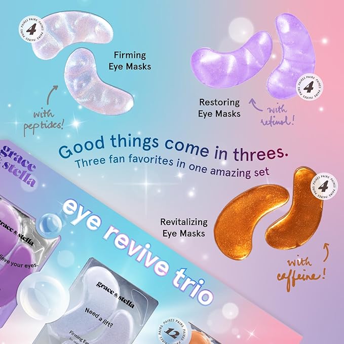 grace & stella Under Eye Patches (12 pairs) Eye Masks for Dark Circles and Puffiness - Birthday Gifts for Women, Bachelorette Party Favors, Bridesmaid Proposal Gifts, Self Care, Spa, Relaxation, Vegan-Velvo Beauty