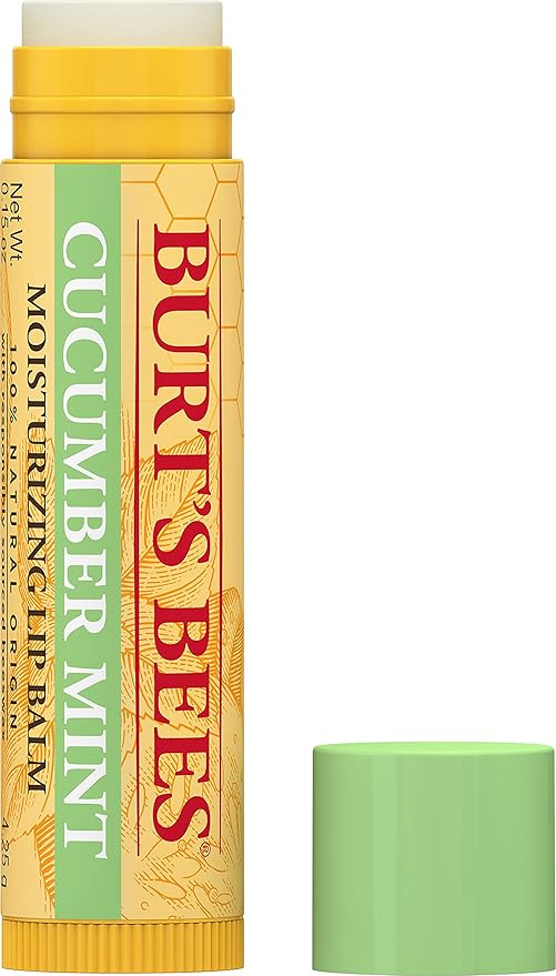 Burt's Bees 100% Natural Origin Moisturizing Lip Balm, Cucumber Mint with Beeswax, 4 Tubes-Velvo Beauty