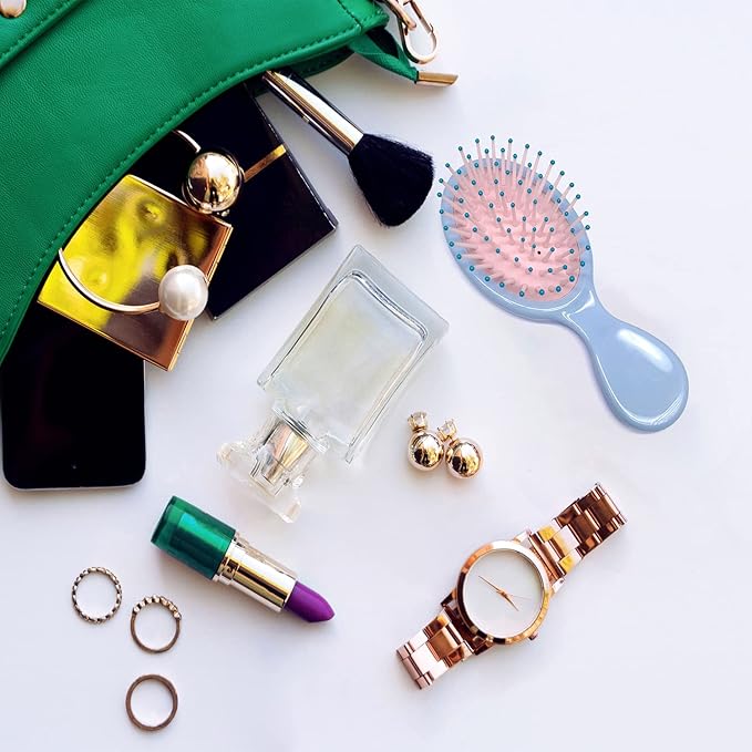 6 Pieces Mini Wet Hair Brush, Travel Detangling Brush, for Most Hair Types, with Ease Knots Without Tears or Breakage, Multicolor-Velvo Beauty