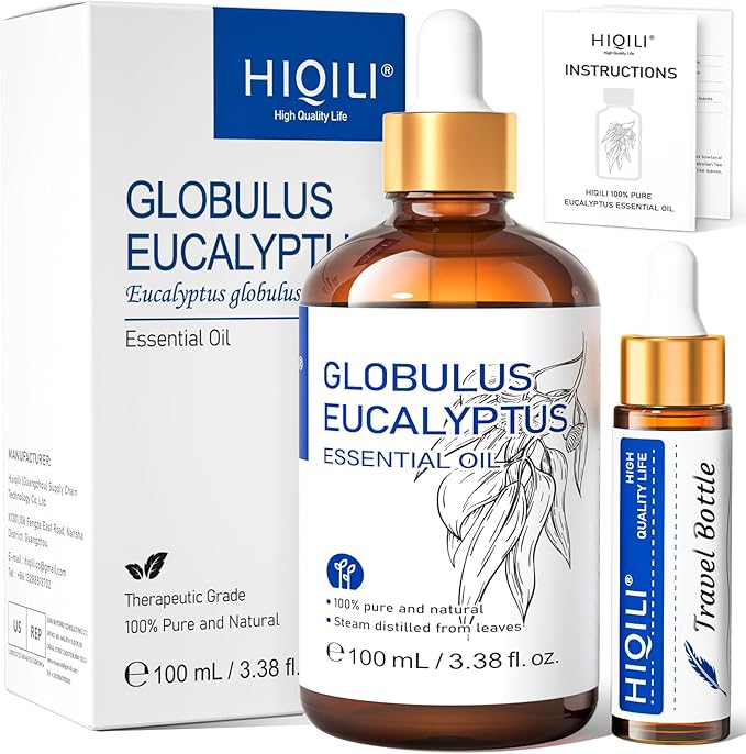 HIQILI 100ML Eucalyptus Essential Oil for Spray, Diffuser & Skin, 100% Pure Undiluted - 3.38 Fl Oz-Velvo Beauty