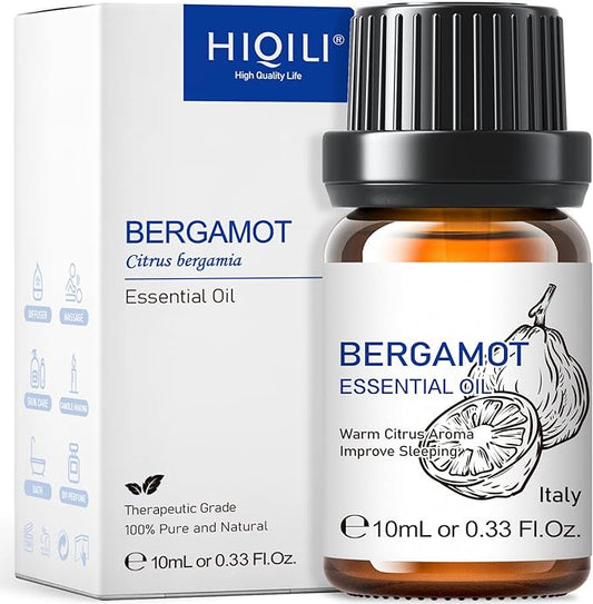 HIQILI Bergamot Essential Oil for Diffuser, Skin, Hair, DIY, 100% Pure & Natural, Travel Size - 0.33 Fl Oz (10 mL)-Velvo Beauty