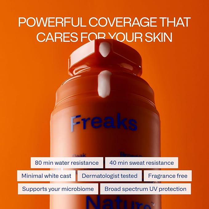 Freaks of Nature Peak Performance SPF 50 | 100% Mineral Sunscreen | Lightweight, Fast-Absorbing, 80-Min Water-Resistant | Plant-Based, Eco-Friendly, Reef-Safe, Cruelty-Free | All Skin Types| 1.7 oz-Velvo Beauty