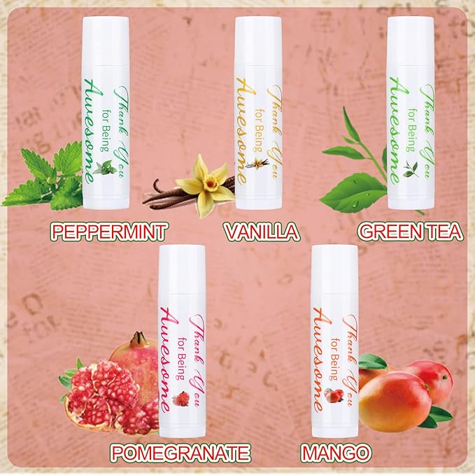 Sinmoe Lip Balm Gifts Thank You for Being Awesome Lip Moisturizer Assorted Flavors Bulk Gifts Beeswax Natural Ingredients Dry Chapped Lip Care Product for Coworkers Women Friend(35 Pack)-Velvo Beauty