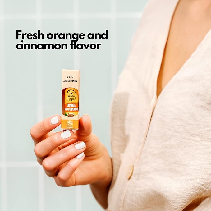 SoapFactory Natural Lip Balm for Dry cracked Lips with Orange and Cinnamon, Vegan, Organic Certified, Lip Care with Carnauba Wax for Women and Men, 0.17 ounce-Velvo Beauty