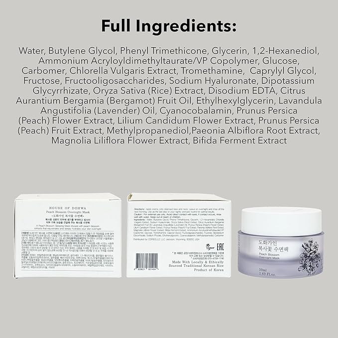 Gentle Peach Blossom Overnight Mask l Vitamin C, Rejuvenating, Hydrating l Product of Korea - 1.69 fl. Oz-Velvo Beauty