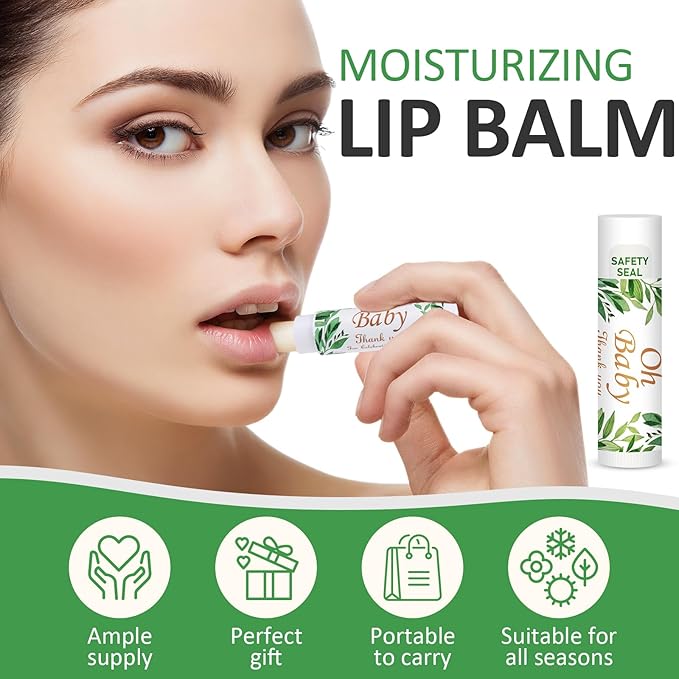 DMSKY 60 Pcs Baby Shower Favors, Lip Balms Bulk Gift for Guests, Boys Girls Games Neutral Gender Reveal Favors, Baby Shower Birthday Party Supplies Basket Gift Stuffers-Velvo Beauty