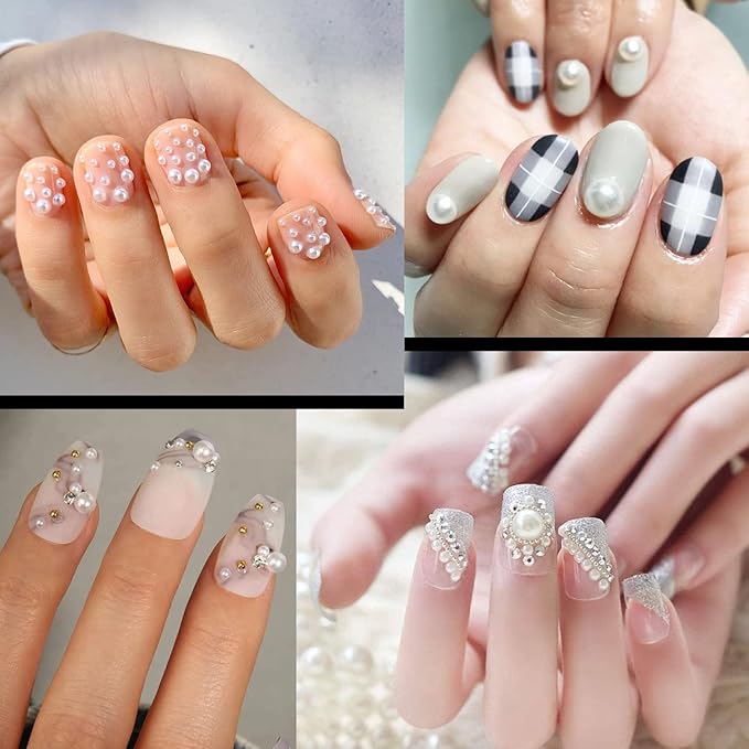 Flat Back Rhinestone+Half Round Pearl Kits Colorful Rhinestones+White Pearls with Picker Pencil and Tweezer for Home DIY and Professional Use-Velvo Beauty