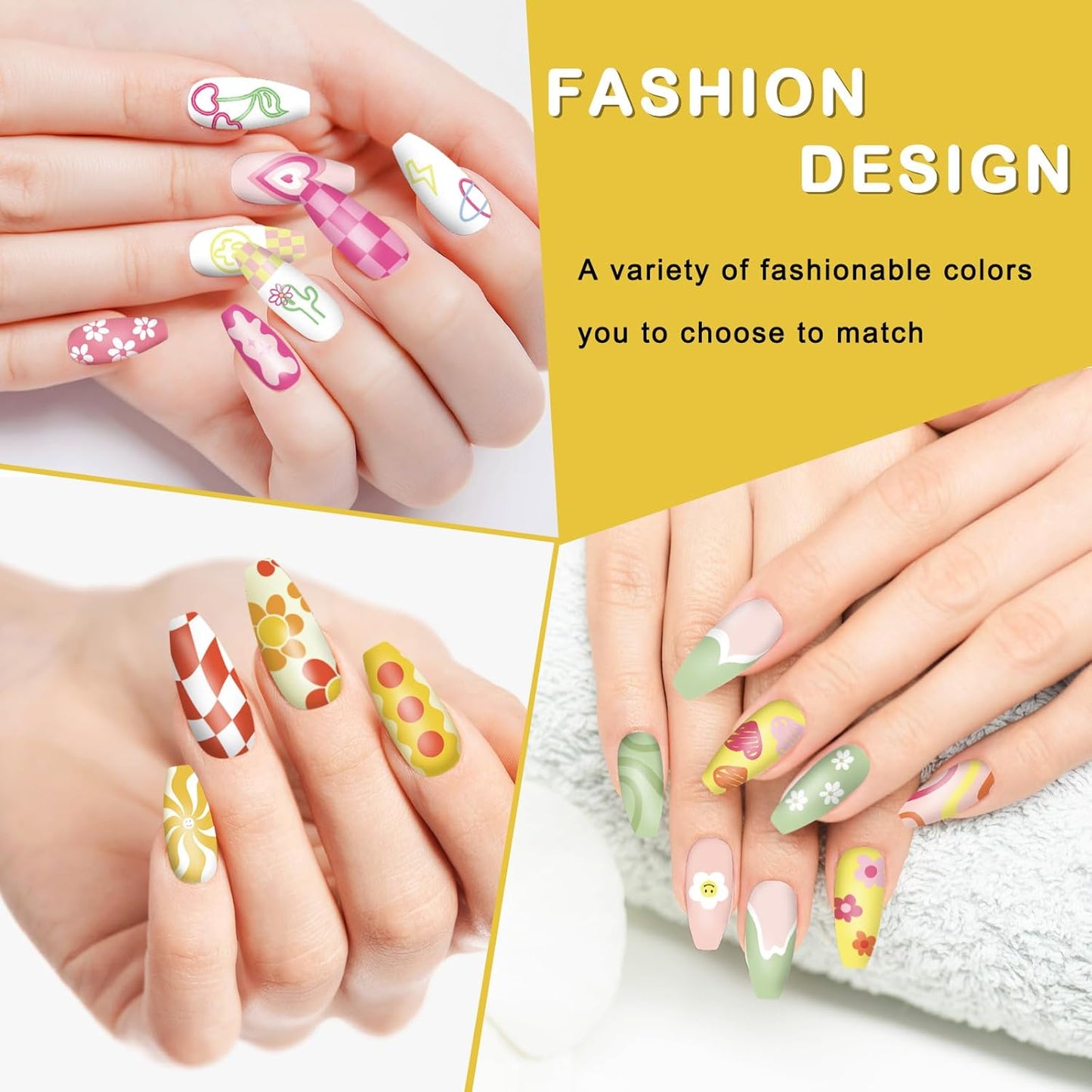 Whaline 6Pcs Preppy Nail Plates Stamping Set Heart Flower Butterfly Star Smiling Stamp Templates Groovy Nail Art Plates for DIY Print Manicure Salon Design Gift-Velvo Beauty