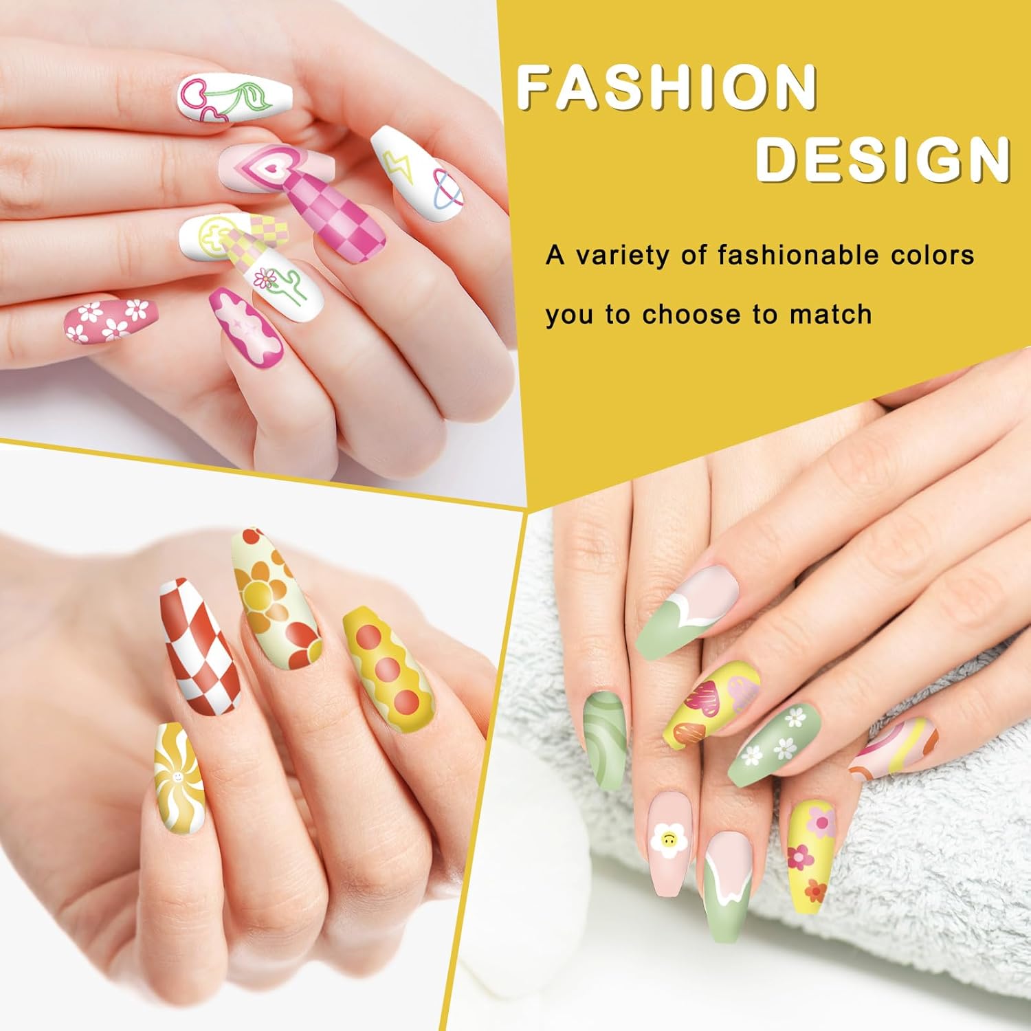 Whaline 6Pcs Preppy Nail Plates Stamping Set Heart Flower Butterfly Star Smiling Stamp Templates Groovy Nail Art Plates for DIY Print Manicure Salon Design Gift-Velvo Beauty