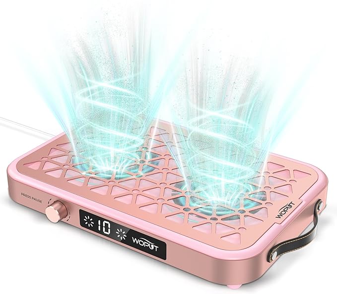 Professional Nail Dust Collector, 1600PA Portable Vacuum Fan Dust Collector with Disposable Filter Paper (30 Pcs) for Nail Polishing & Manicure Pedicure, Low Noise, Nail Salon & Home - Pink-Velvo Beauty