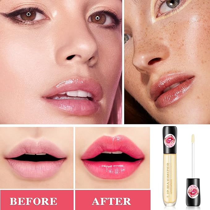 Lip Plumper Lip Gloss,Moisturizing Lip Oil Lip Plumper Gloss Lip Plumping Lip Care Serum Instant Volume Lip Filler Lip Maximizer Balm Plumper Reduce Fine Lines & Improve Dryness Wrinkles-Velvo Beauty