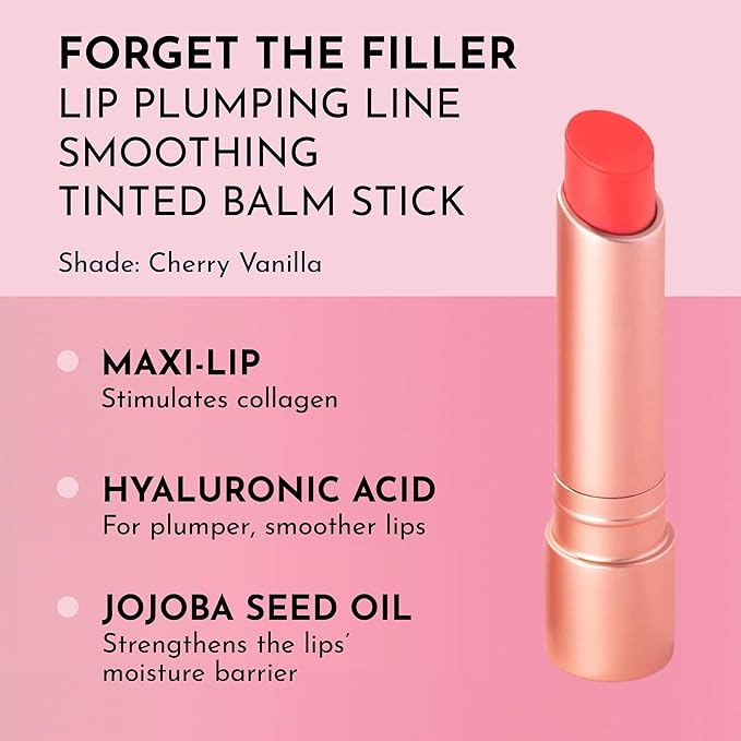 LAWLESS Forget the Filler Lip Plumping Line Smoothing Tinted Balm, Cherry Vanilla, Red, 0.09 Ounce-Velvo Beauty
