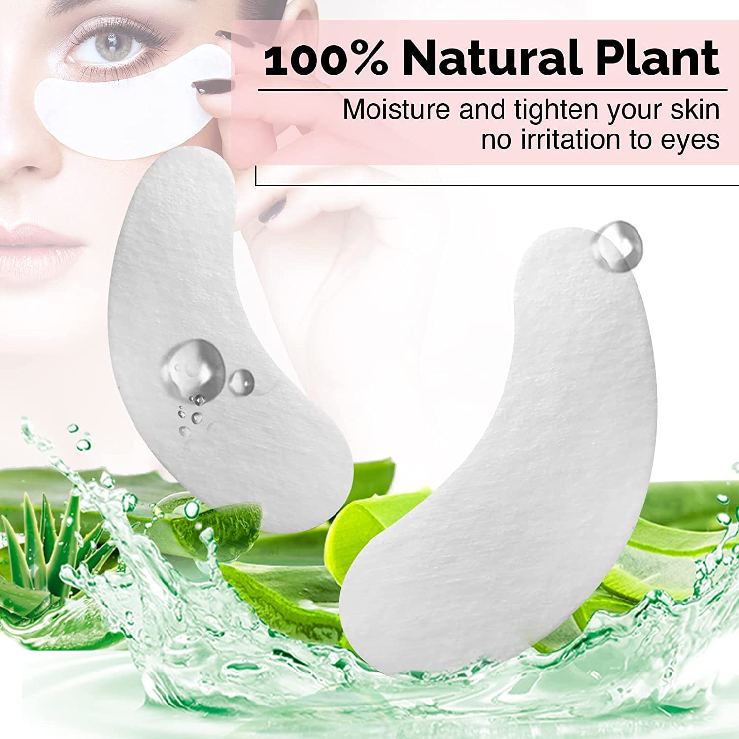 100 Pairs GreenLife Natural Hydrogel Eye Gel Pads - Collagen and Aloe Vera Patches for Under Eyes - Eyelash Extension Kit-Velvo Beauty