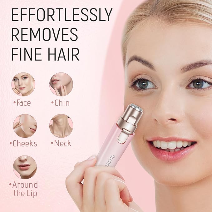 Rechargeable Facial Hair Remover for Women: 2-in-1 Device for Shaping Eyebrows and Removing Face Peach Fuzz (Gradient Pink)-Velvo Beauty