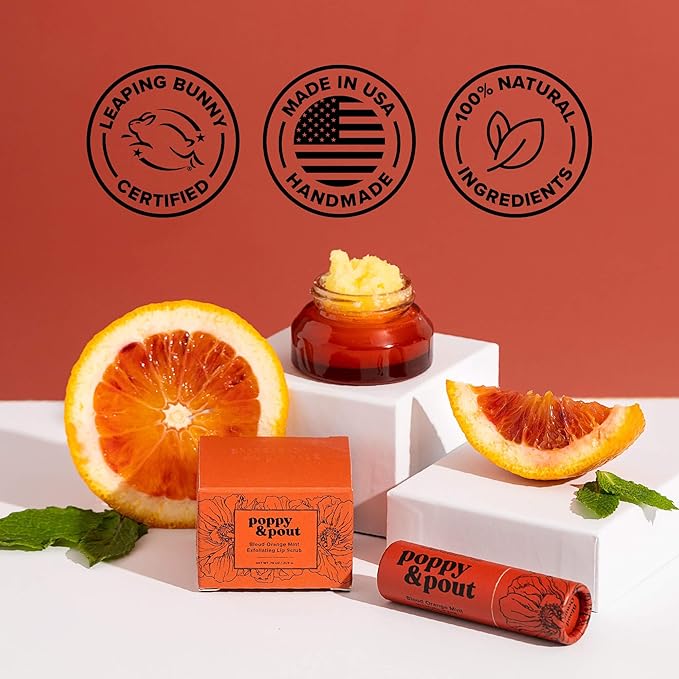 Poppy & Pout Blood Orange Mint Jumbo Lip Balm | All Natural Lip Balms & Moisturizers | Hydrates with Beeswax, Vitamin E, Organic Coconut Oil | Cruelty-Free | Lip Balm in Recyclable Cardboard Tube-Velvo Beauty