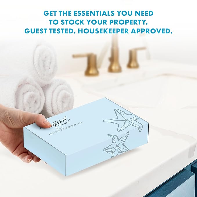Aqua Organics Amenity Kit|Boxed Hotel Toiletries|Bulk Set 1 oz Travel Size Shampoo, Conditioner, Lotion, Body Wash & Bar Soap for Guest Hospitality AirBnB/Vacation Rentals|300 Pieces-Velvo Beauty