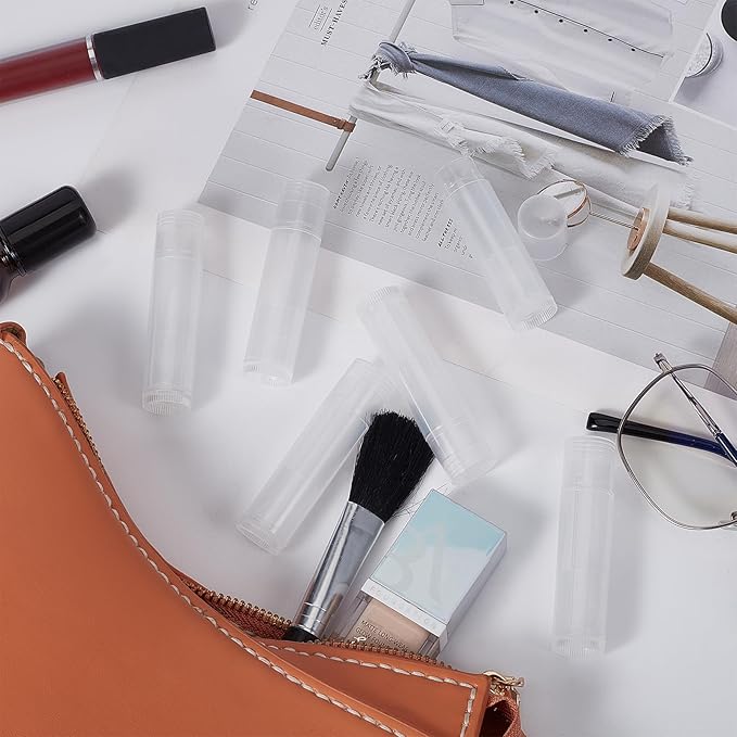 NICENEEDED 15 Pcs Lip Balm Tubes, Empty DIY Lipstick Tubes, Refillable 5g Lip Balm Containers Plastic Lip Gloss Tubes Deodorant Containers with White Caps Twist Tubes for making Gifts, Travel-Velvo Beauty