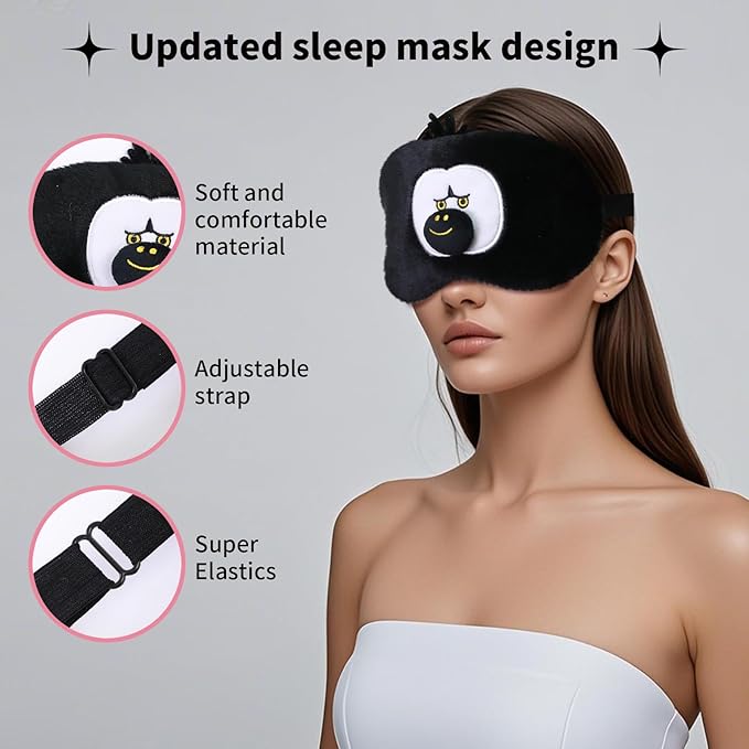 PERFECTSIGHT Sleep Eye Masks, Cute Plush Sleep Eye Cover Lightweight Adjustable Eyeshade Faux Fur Mask Cover for Women Men Sleep Travel Nap, Orang-Velvo Beauty