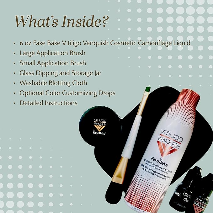 Vitiligo Vanquish Cosmetic Camouflage Kit by Fake Bake Liquid Concealer, Long Lasting Natural Color Customization Eliminates Appearance of Skin Depigmentation For Women & Men - Cover Lasts For Days-Velvo Beauty