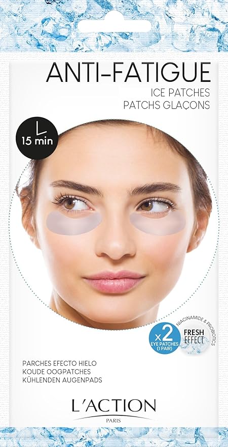 L'Action Paris Anti-Fatigue Ice Patches, Eye Masks for Brightened Refreshed and Calm Skin, Enriched with Niacinamide and Probiotics, Ideal for Tired Skin, Pack of 2-Velvo Beauty
