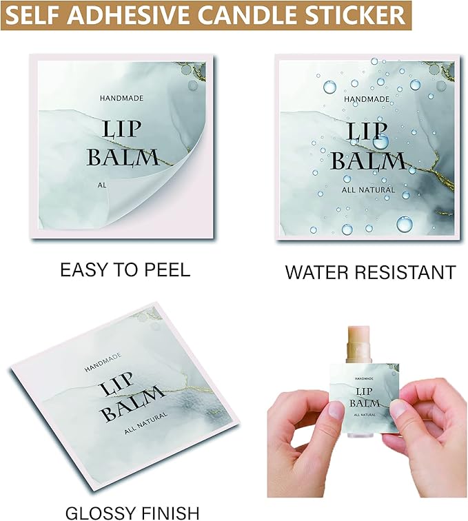 CRASPIRE Lip Balm Labels 80pcs Homemade Lip Balm Labels 2” Clear Lip Balm Labels for Tubes Printable Waterproof Lip Balm Stickers Labels for Lip Balm Handcream Candle Container（Phnom Penh Quicksand）-Velvo Beauty