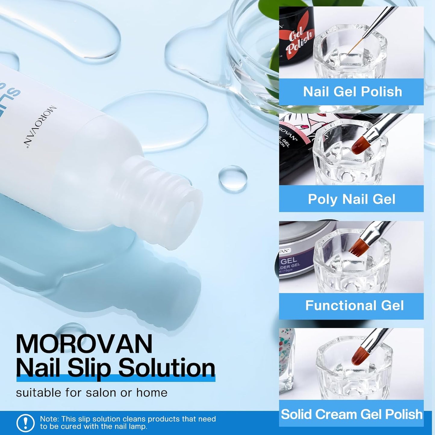 Morovan Nail Polygel Slip Solution: Salon-Grade Slip Liquid & Dual Toenail Forms for Beginner-Friendly Gel Nail Extension & Anti-Stick Application-Velvo Beauty
